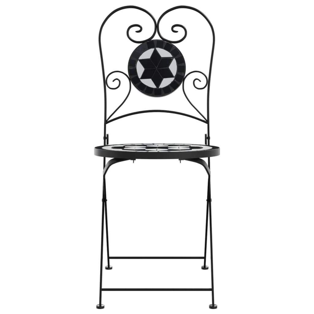 Chaises de bistro noir et blanc en céramique
