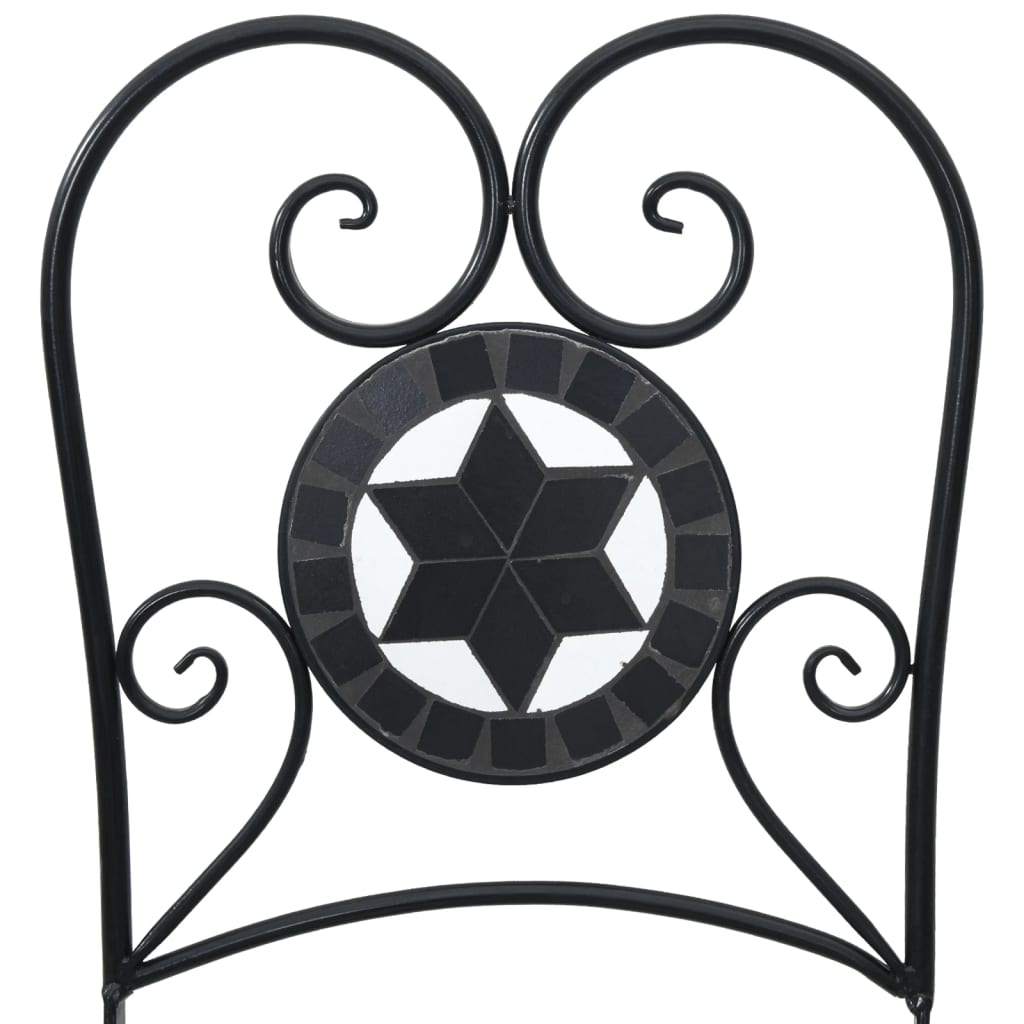 Chaises de bistro noir et blanc en céramique