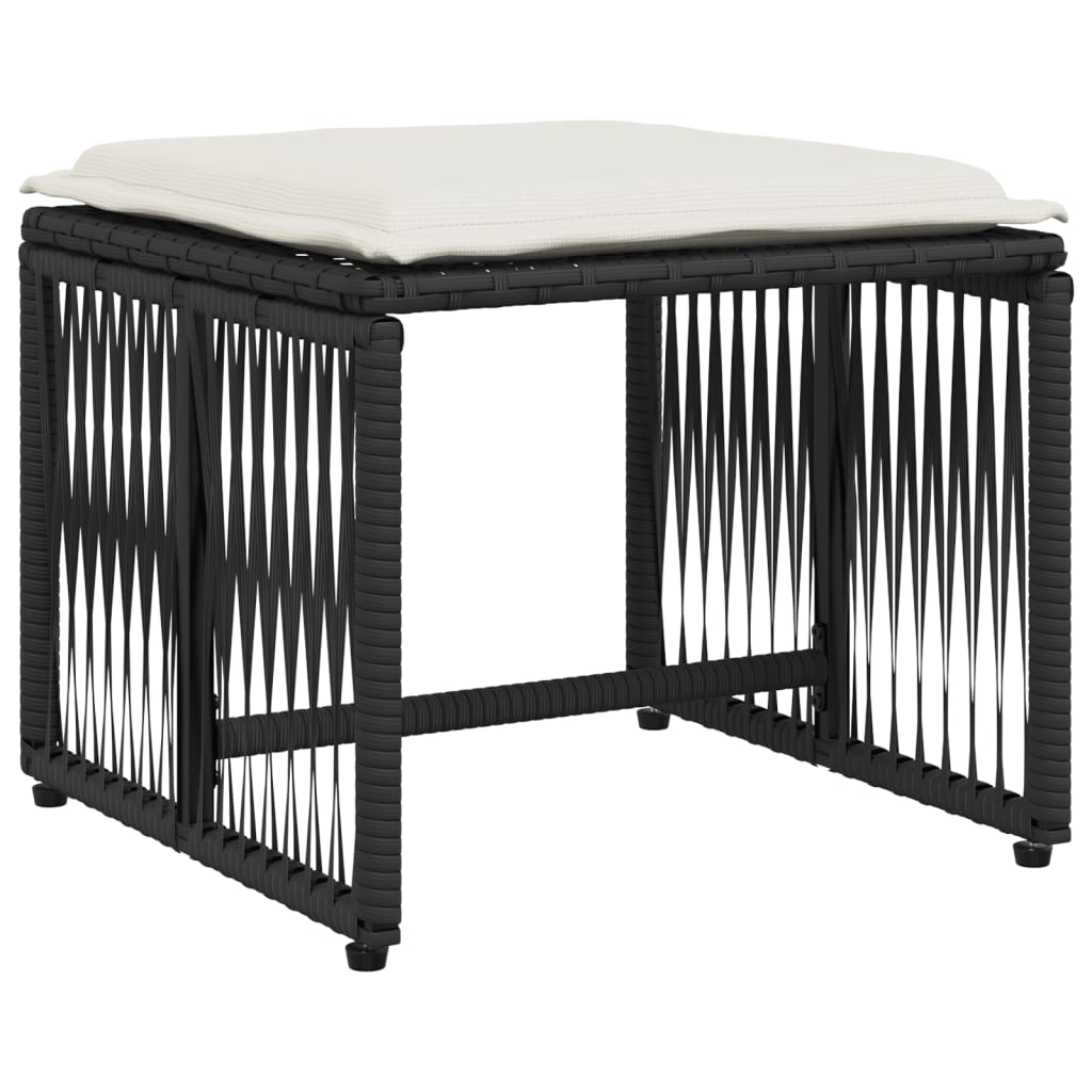 Ensemble à manger de jardin coussins 7 pcs noir résine tressée