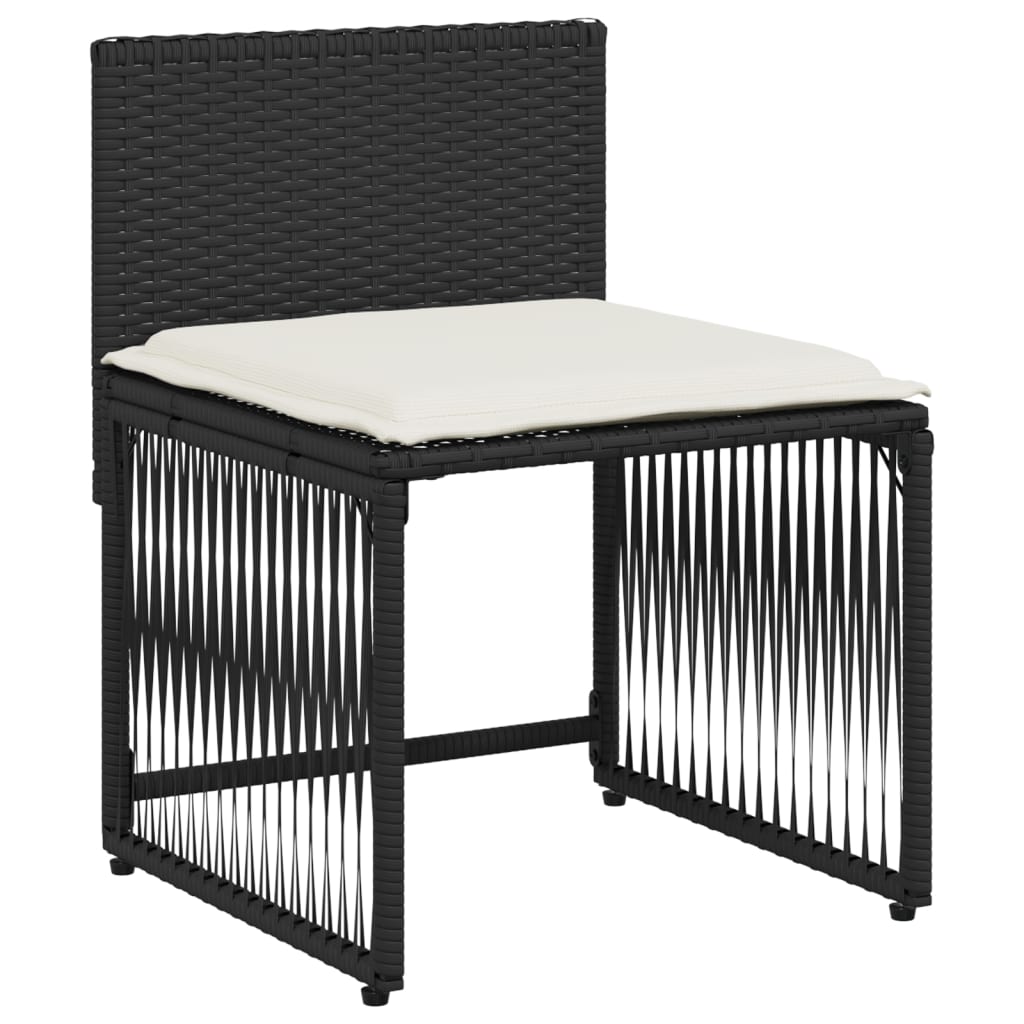 Ensemble à manger de jardin coussins 7 pcs noir résine tressée