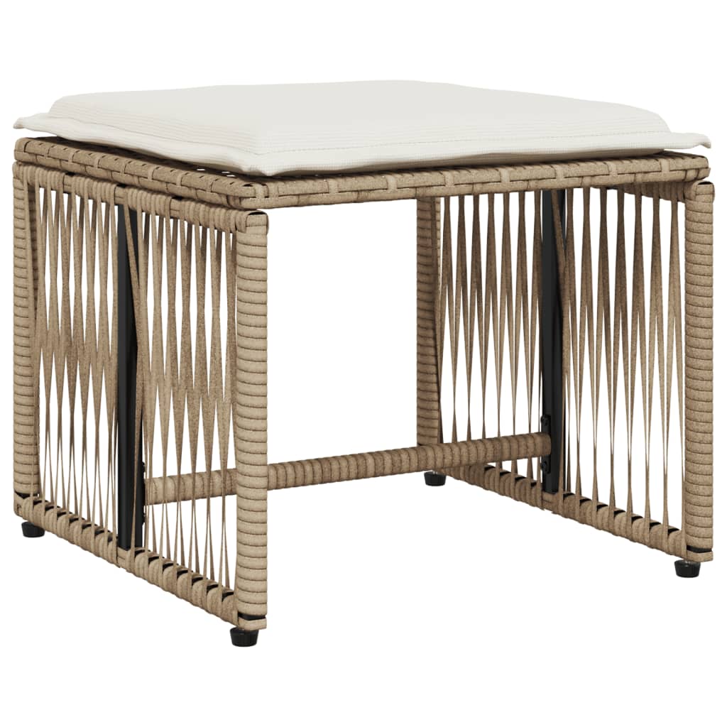 Ensemble à manger de jardin et coussins 7 pcs beige poly rotin
