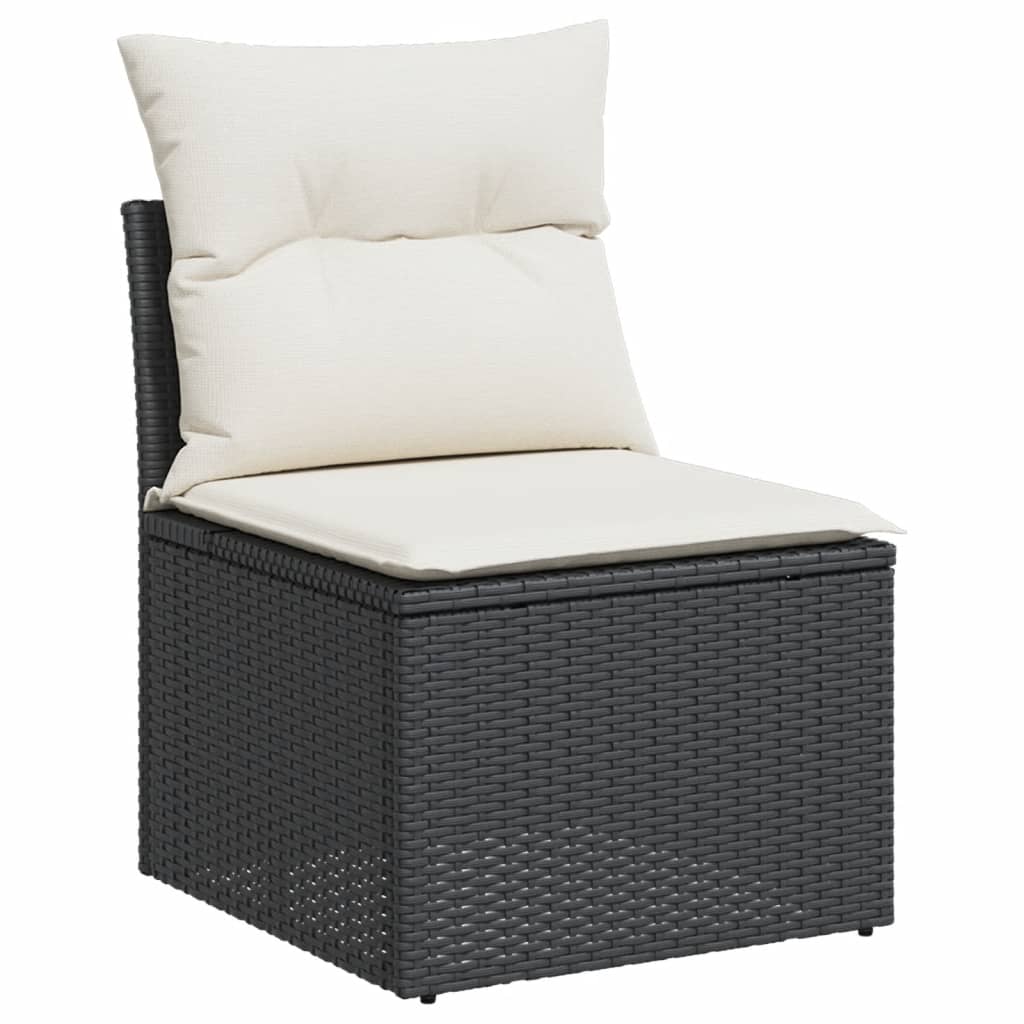 Salon de jardin 7 pcs noir résine tressée