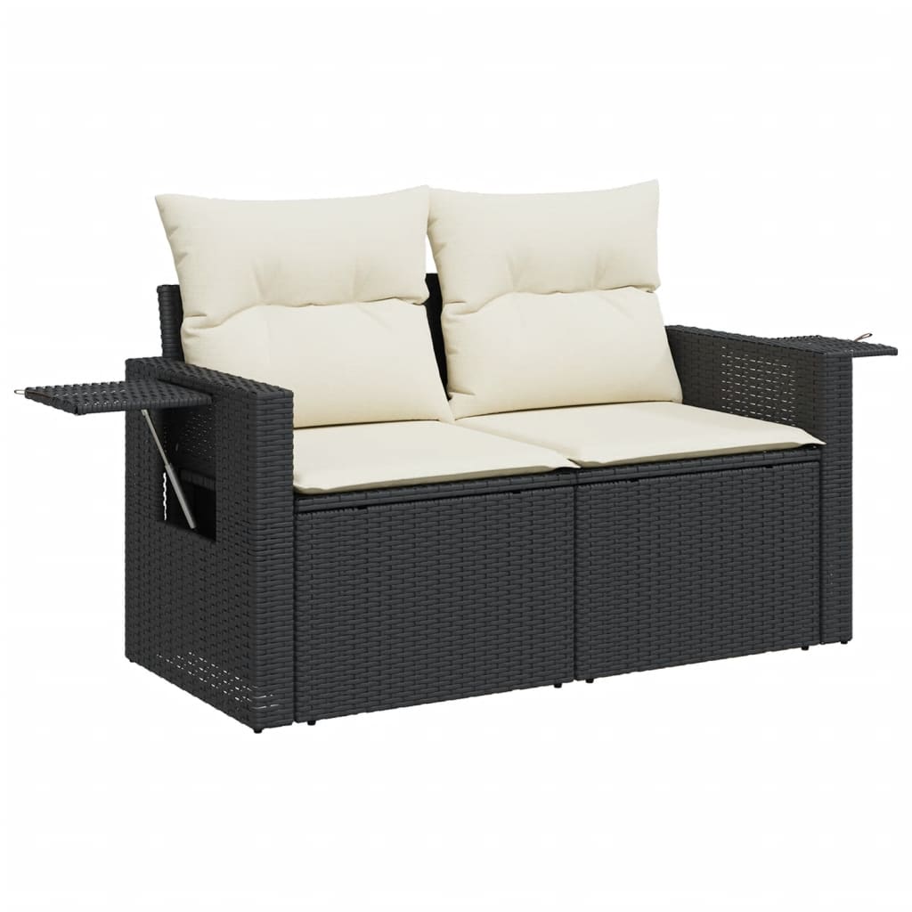 Salon de jardin 7 pcs noir résine tressée
