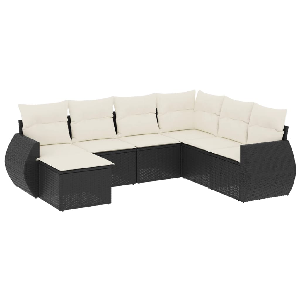 Canapé de jardin 7 pcs noir