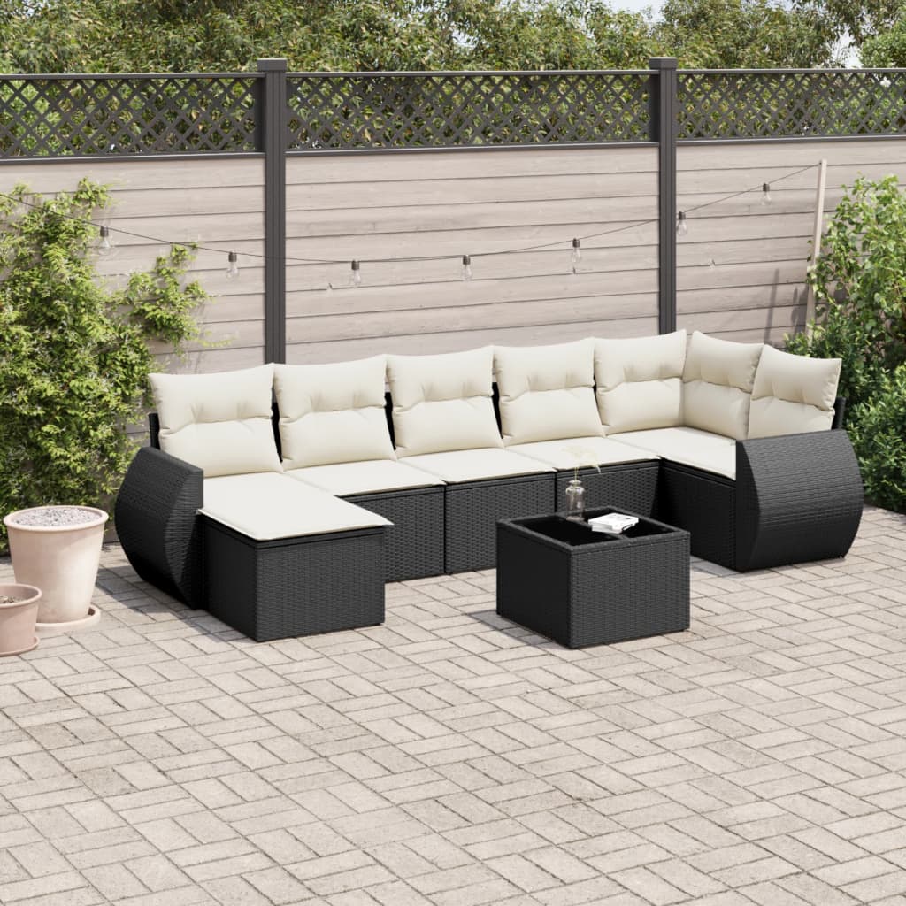 Canapé de jardin 7 pcs noir