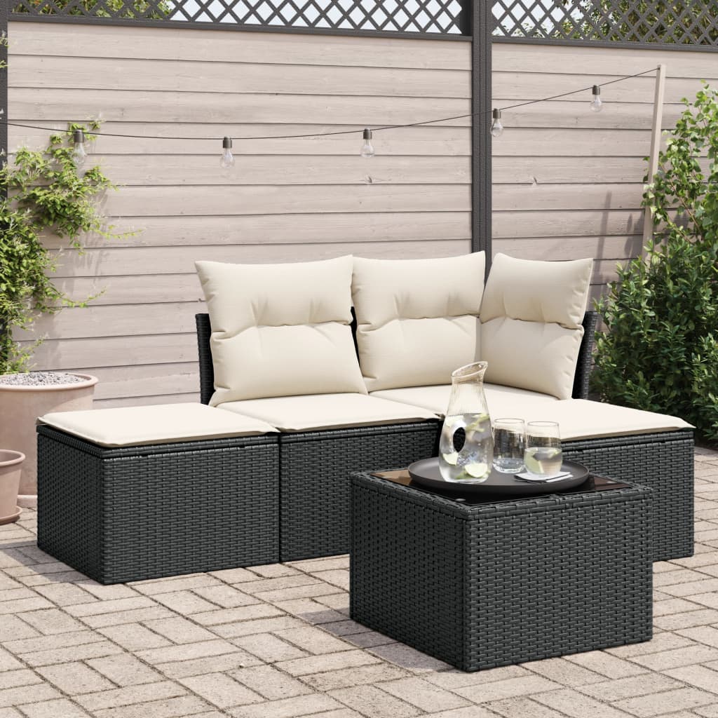 Salon de jardin 5 pcs noir