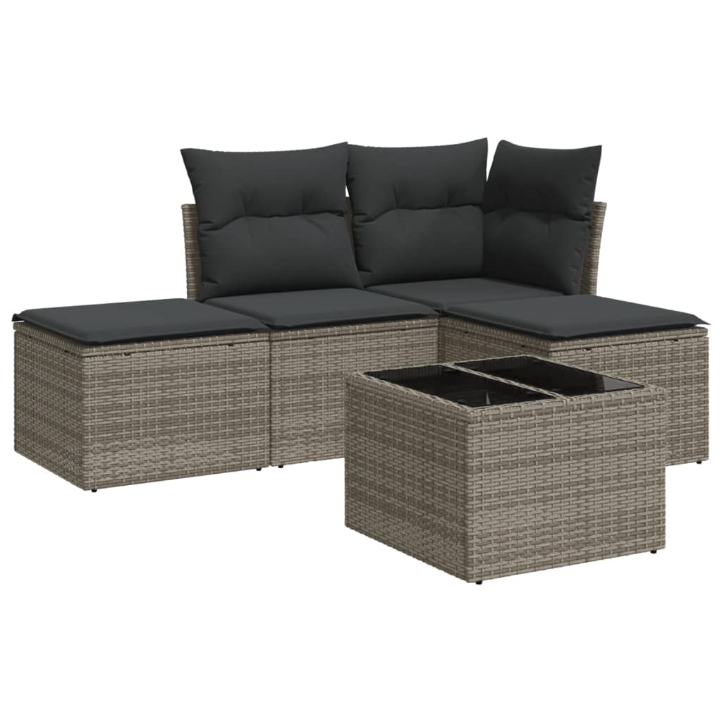 Salon de jardin 5 pcs gris