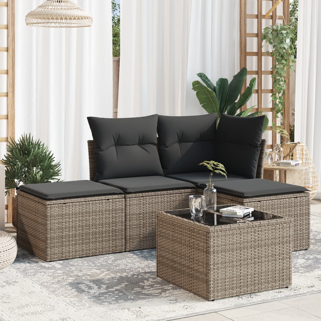 Salon de jardin 5 pcs gris