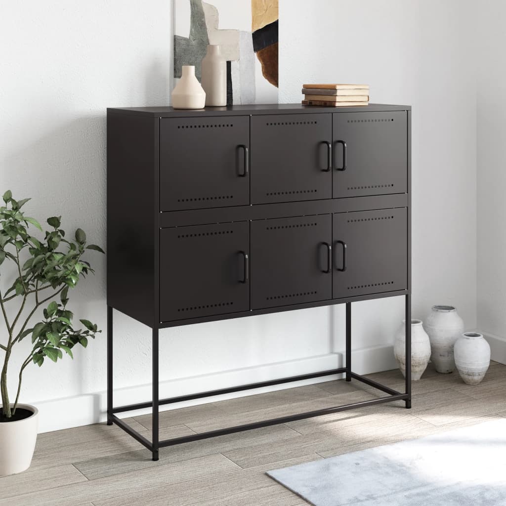 Buffet cassier noir acier