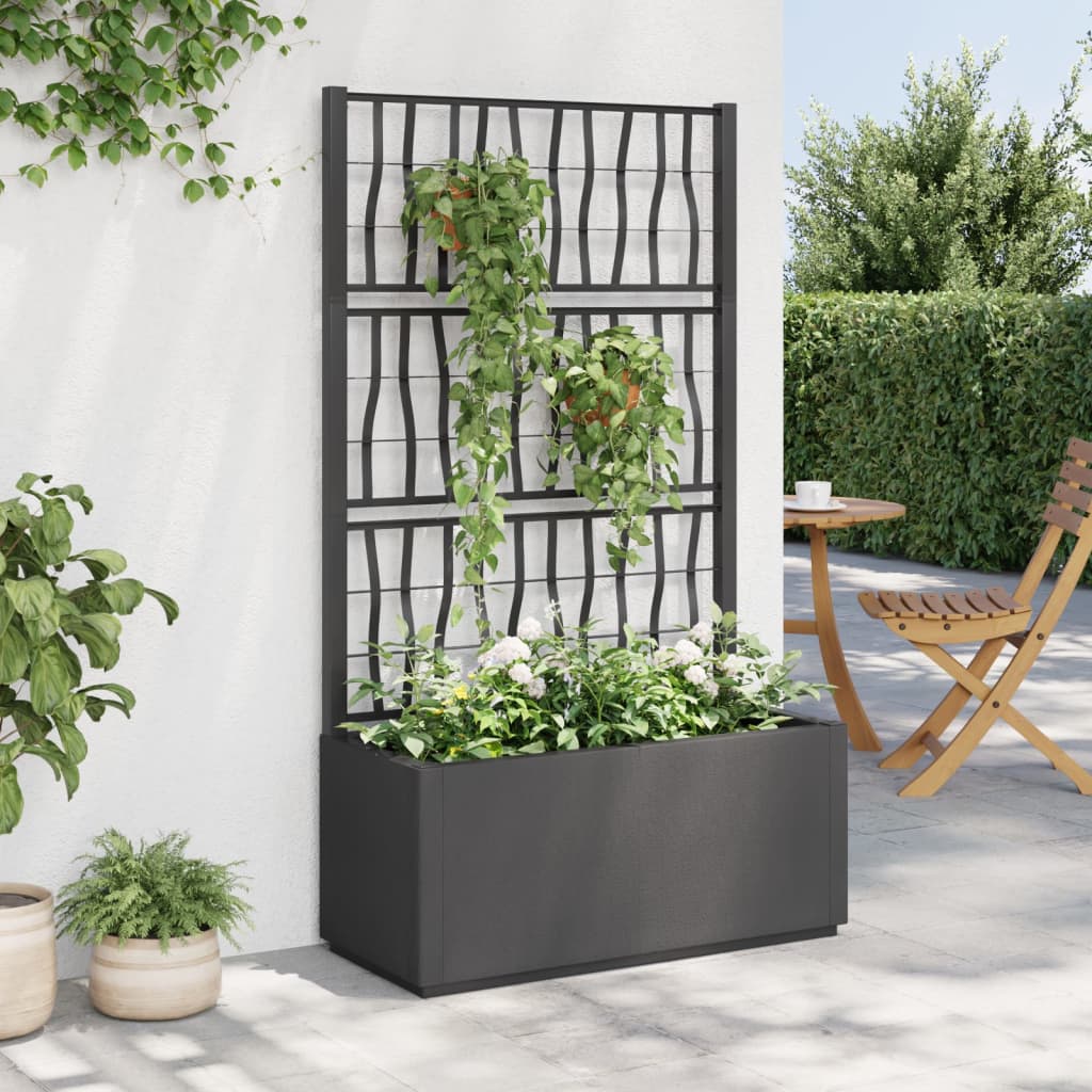 Jardinière avec treillis gris