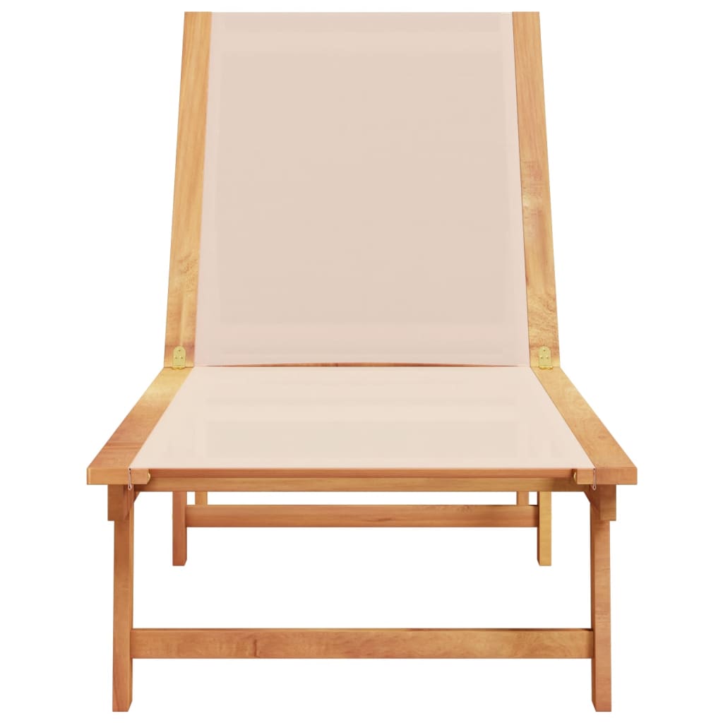 Chaise longue crème en bois d'acacia