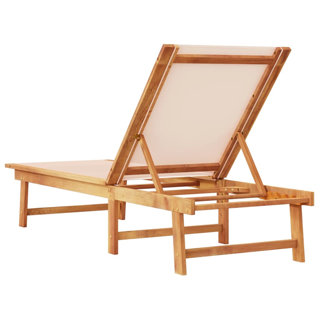 Chaise longue crème en bois d'acacia