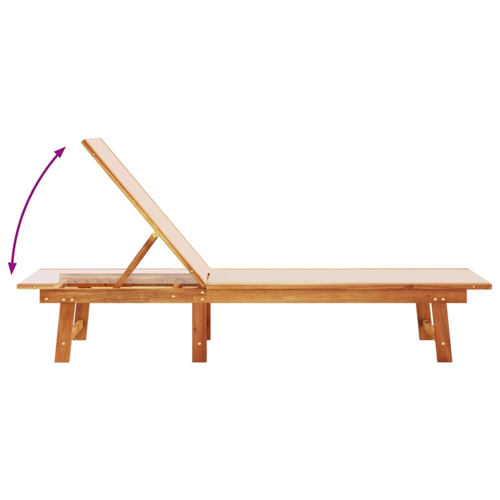 Chaise longue crème en bois d'acacia