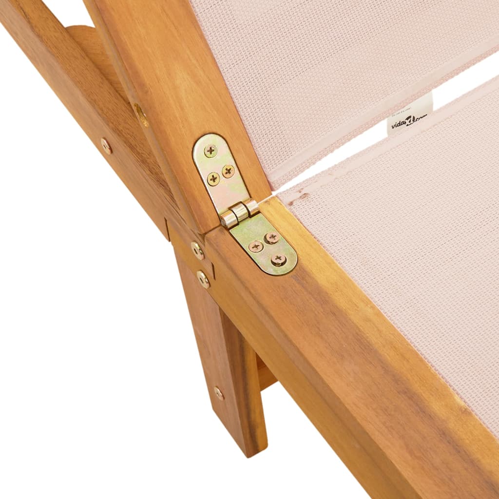 Chaise longue crème en bois d'acacia