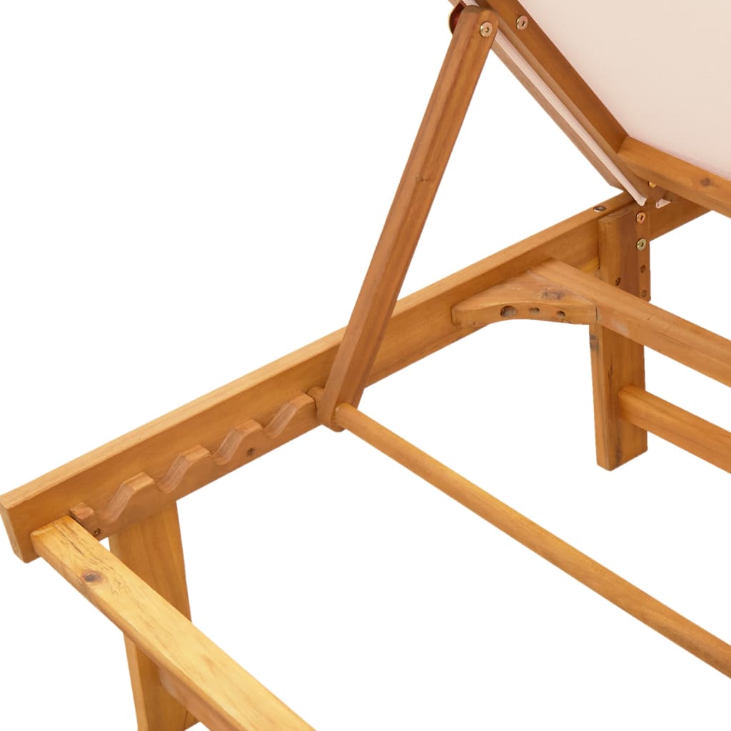 Chaise longue crème en bois d'acacia