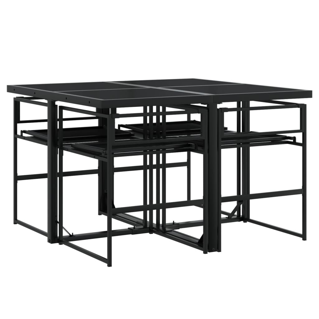 Ensemble à manger de jardin avec coussins 5 pcs noir textilène