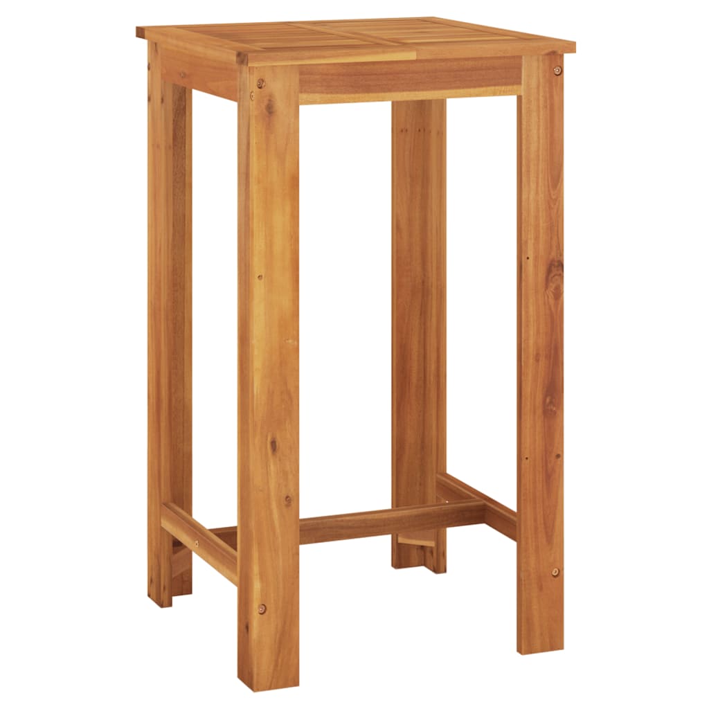 Ensemble de bar de jardin gris en bois acacia et rotin