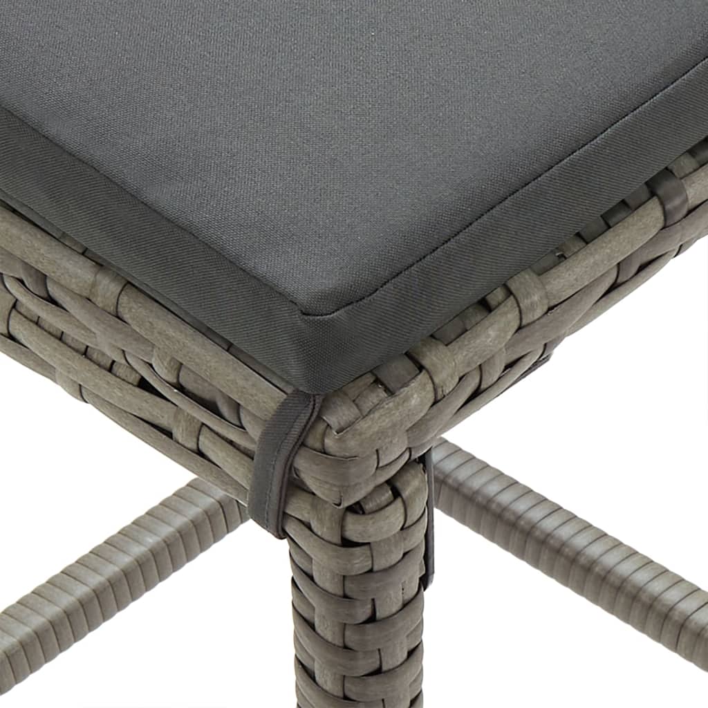 Ensemble de bar de jardin gris en bois acacia et rotin