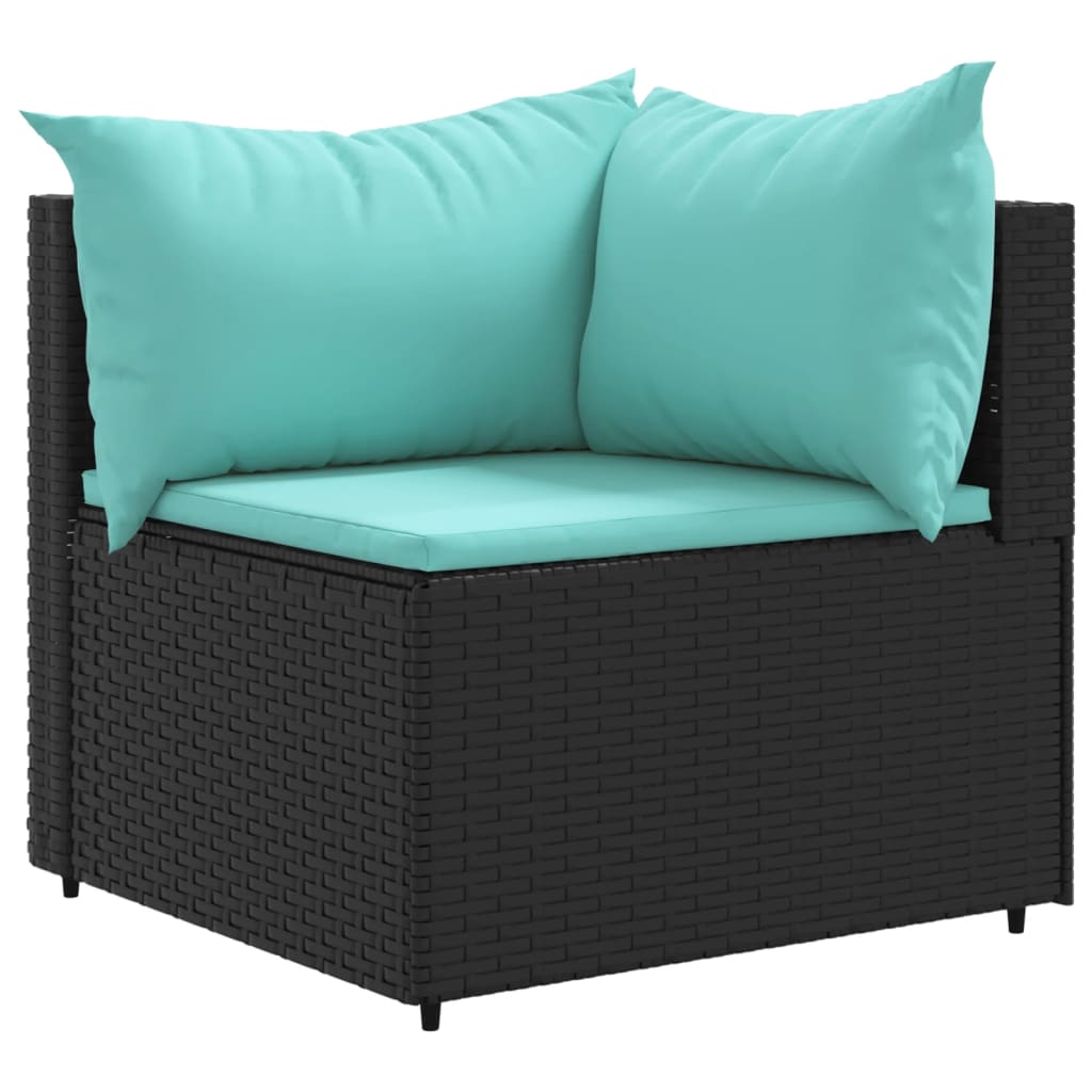 Ensemble 6 pcs Noir/Blue rattan