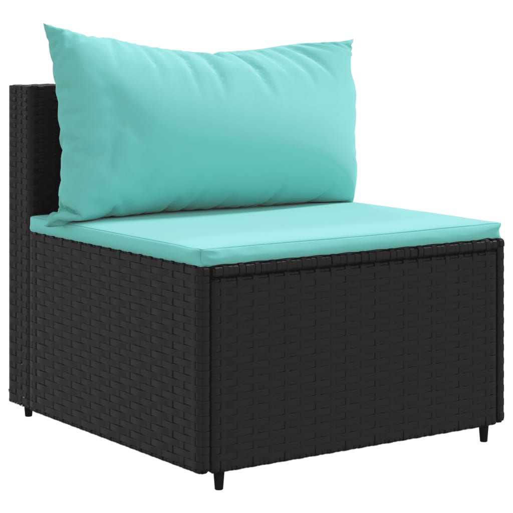 Ensemble 6 pcs Noir/Blue rattan