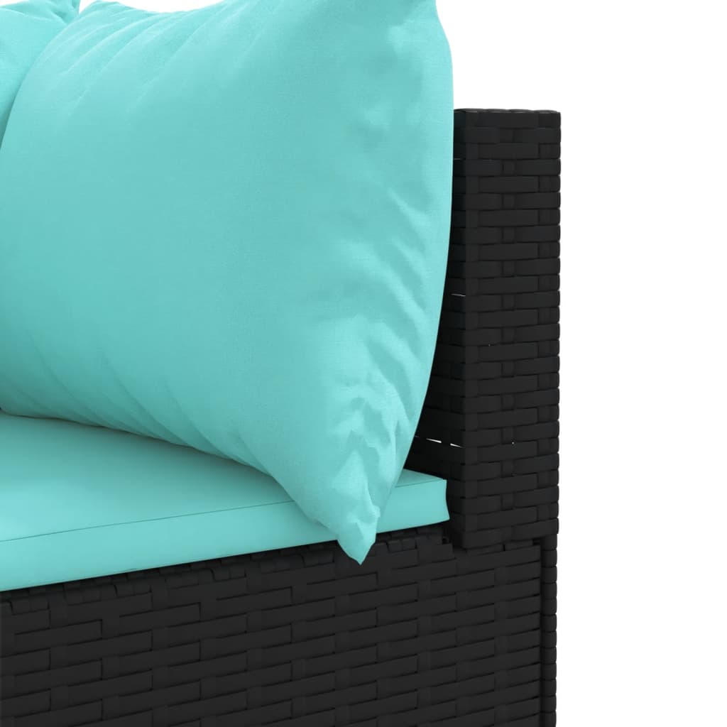Ensemble 6 pcs Noir/Blue rattan
