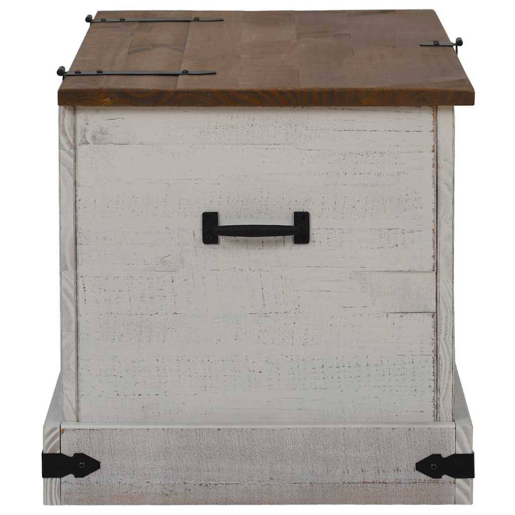 Coffre de rangement HALDEN blanc en bois massif pin