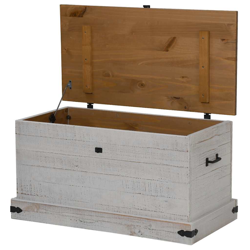 Coffre de rangement HALDEN blanc en bois massif pin