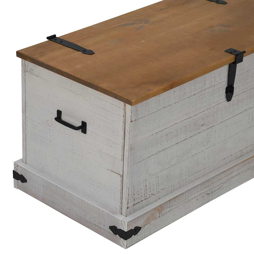 Coffre de rangement HALDEN blanc en bois massif pin