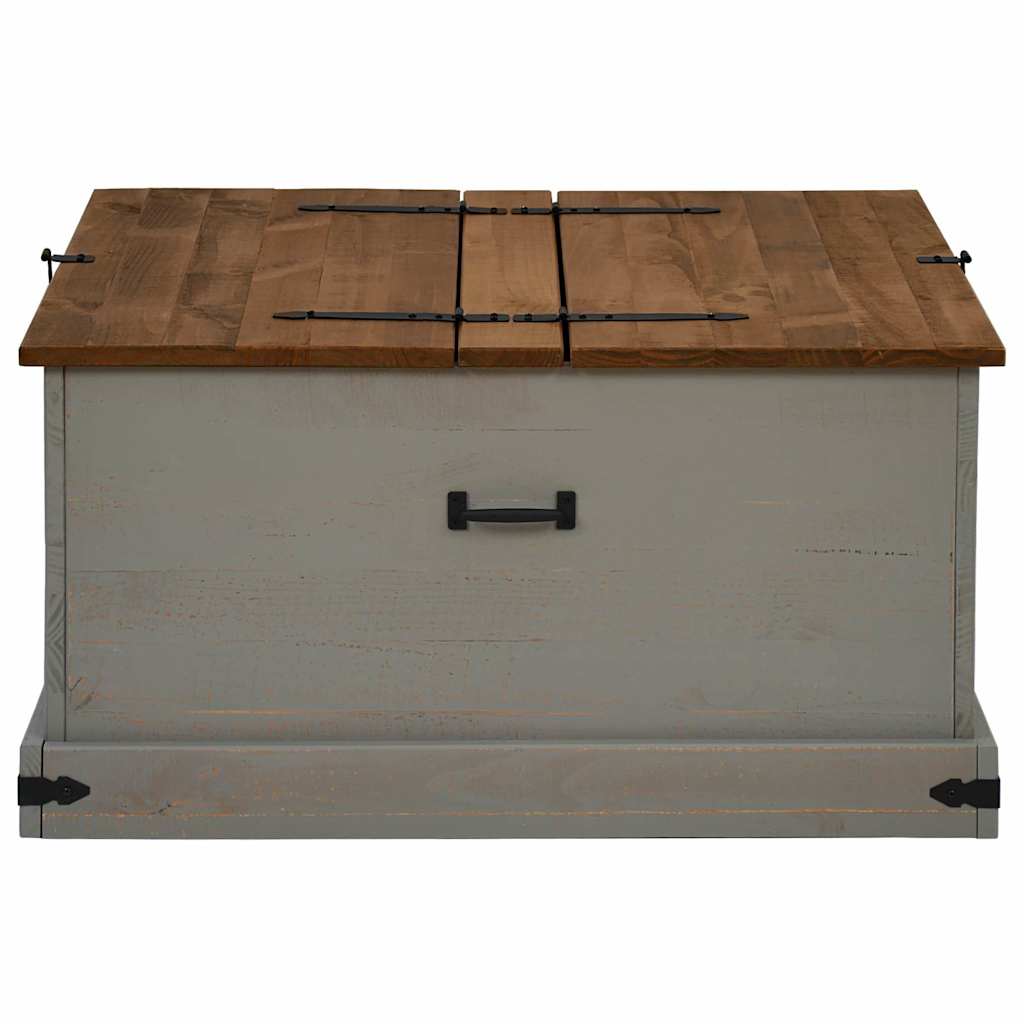 Coffre de rangement HALDEN gris en bois massif pin