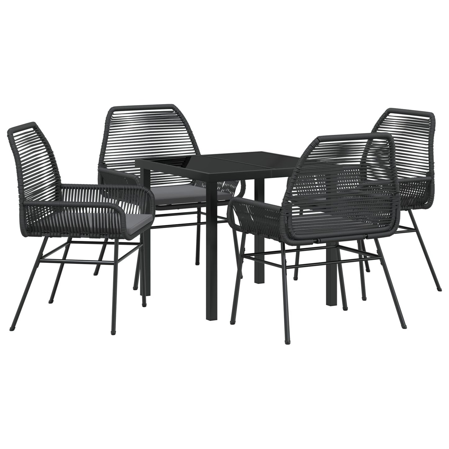 Ensemble 5pcs rattan Noir