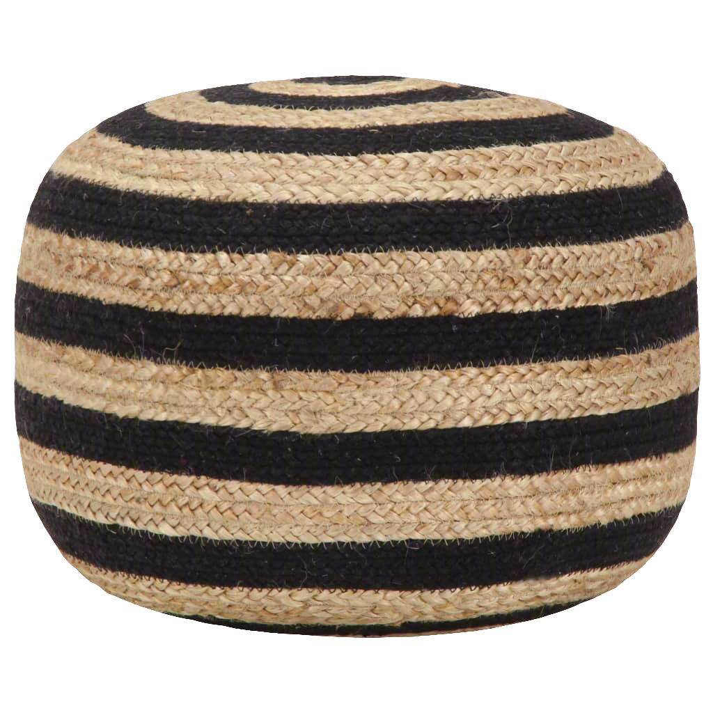 Pouf fait à la main Noir en Jute