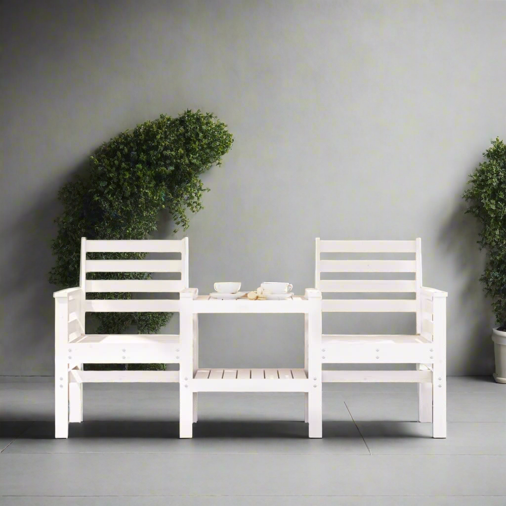 Banc de jardin blanc en bois de pin