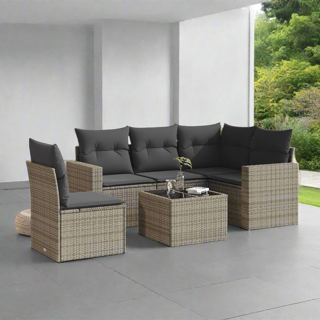 Salon de jardin 6 pcs en résine tressée