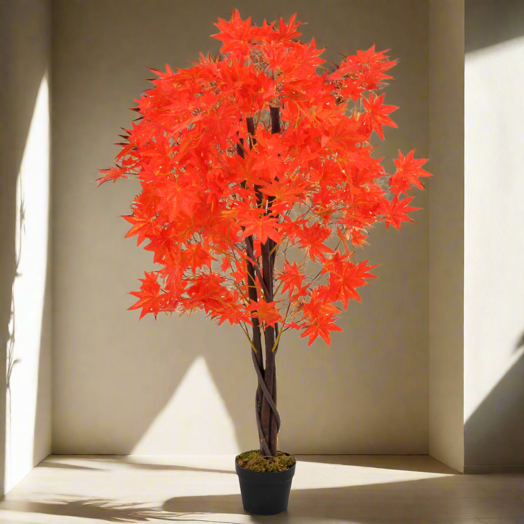 Plante artificielle d'érable avec pot Rouge 120 cm