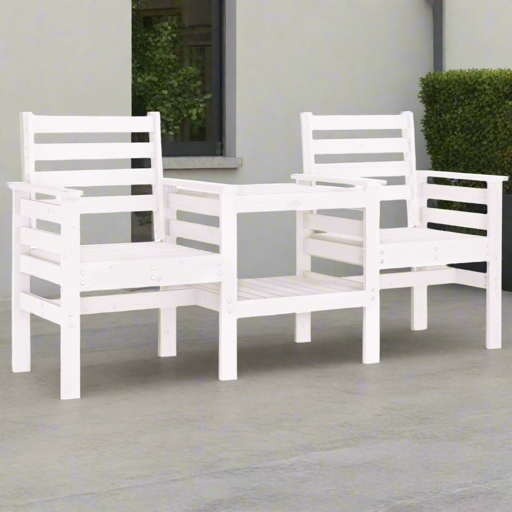 Banc de jardin blanc en bois de pin