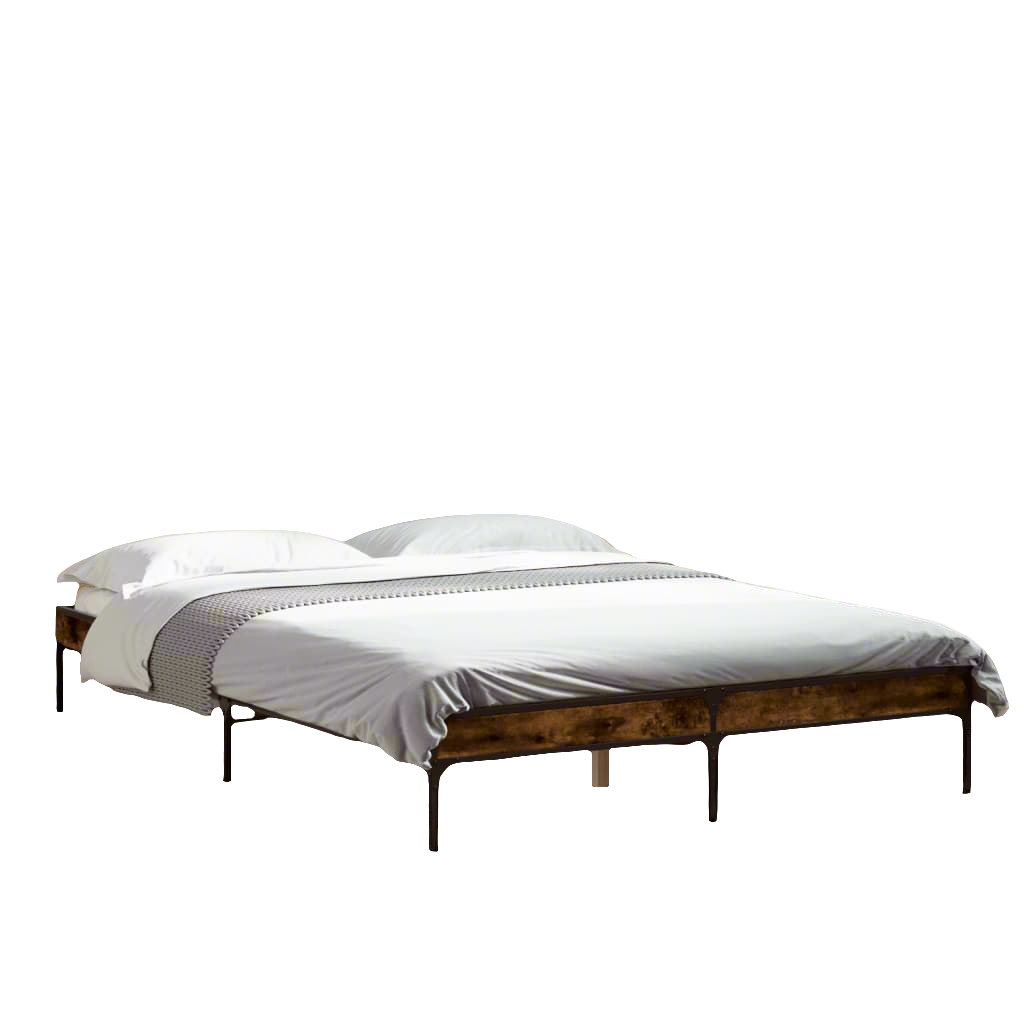 Cadre de lit sans matelas chêne fumé