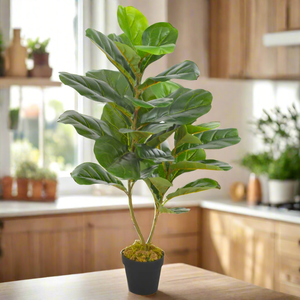 Plante artificielle avec pot Feuilles de figuier Vert 90 cm
