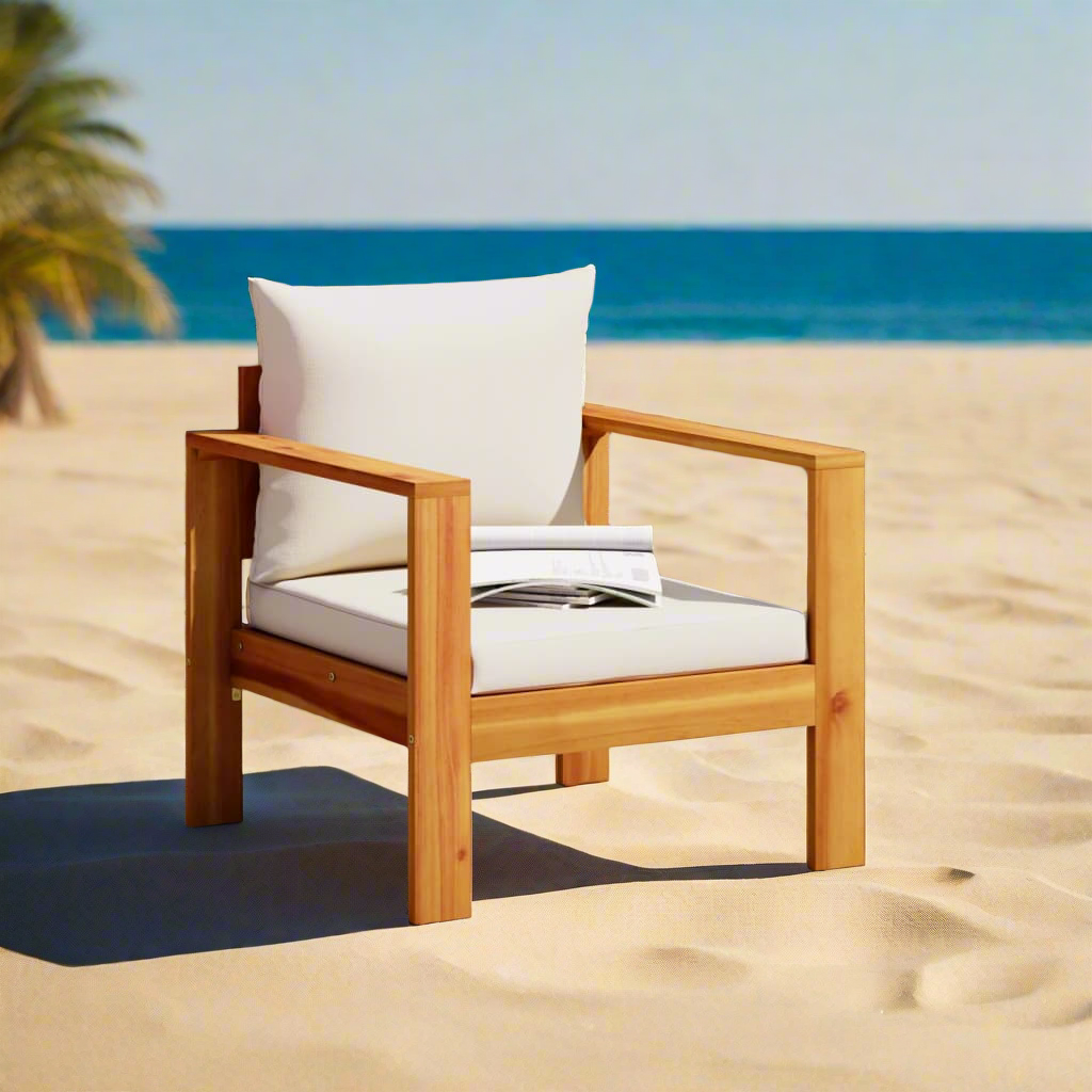 Chaise de jardin avec coussins bois massif d'acacia