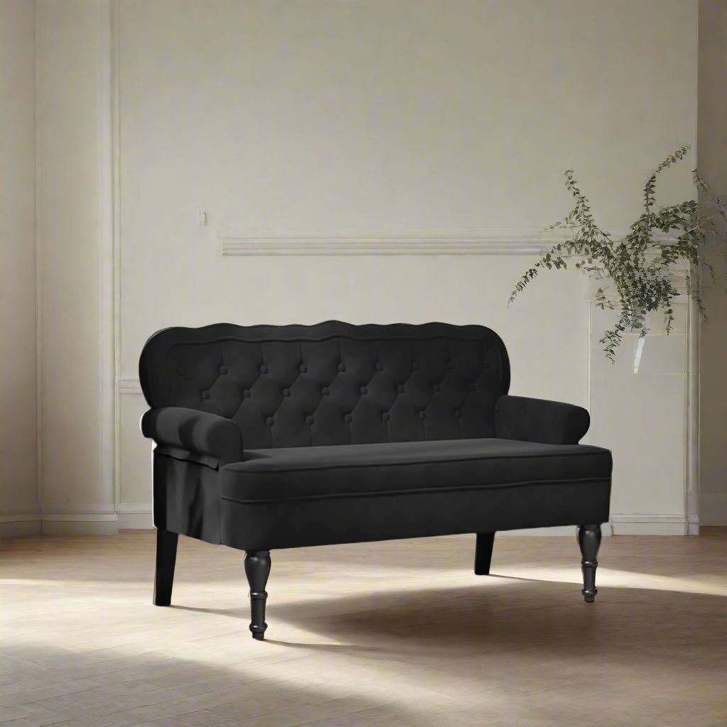 Banc baroque avec dossier noir en velours