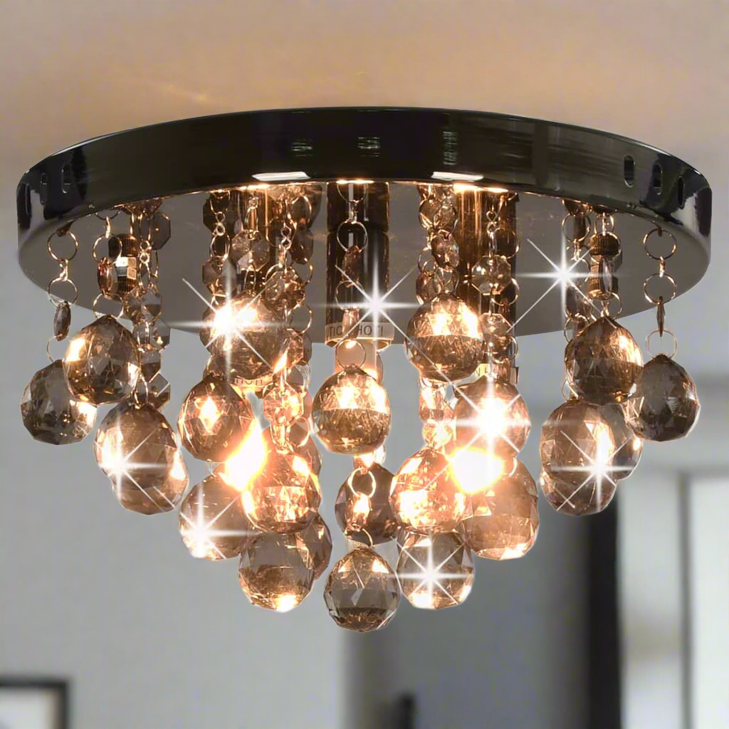 Plafonnier avec perles fumées Noir