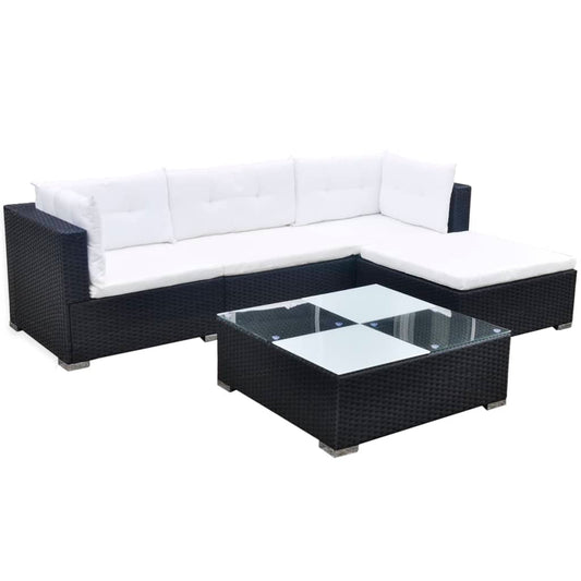 Salon de jardin 5 pcs  Résine tressée Noir