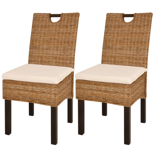Chaises à manger lot de 2 rotin  et bois de manguier