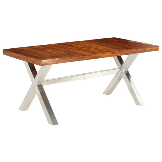 Table à manger argent et bois massif