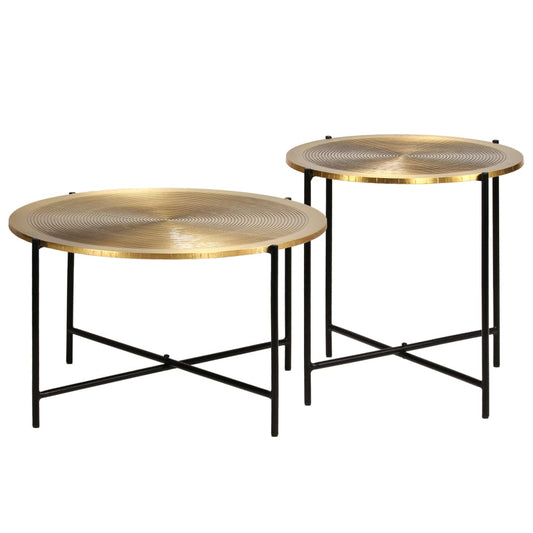 Ensemble de tables 2 pcs  recouvert de laiton doré