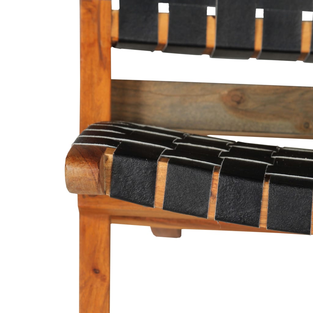 Chaise pliable  noir en cuir véritable