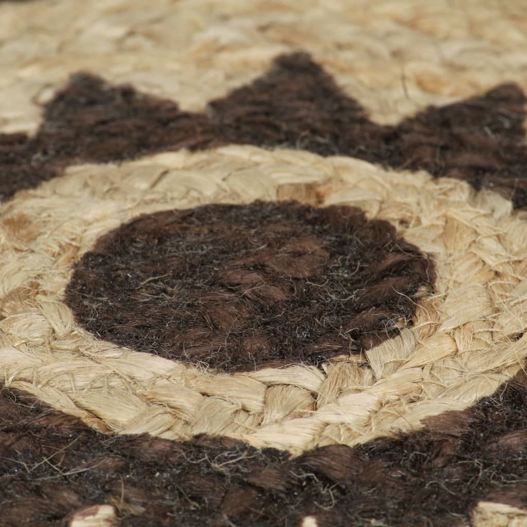 Tapis fait à la main Jute avec imprimé marron foncé