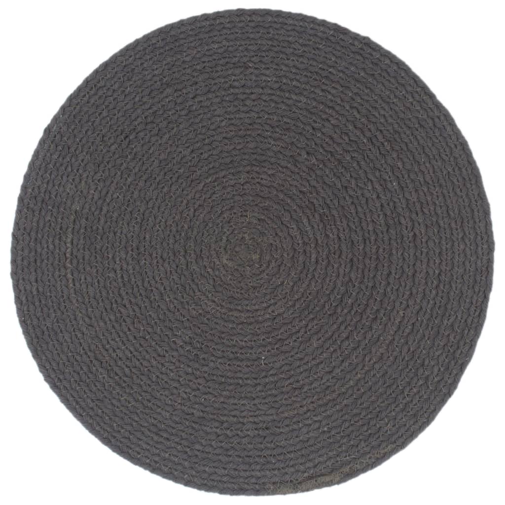 Napperons 6 pcs Gris foncé Coton