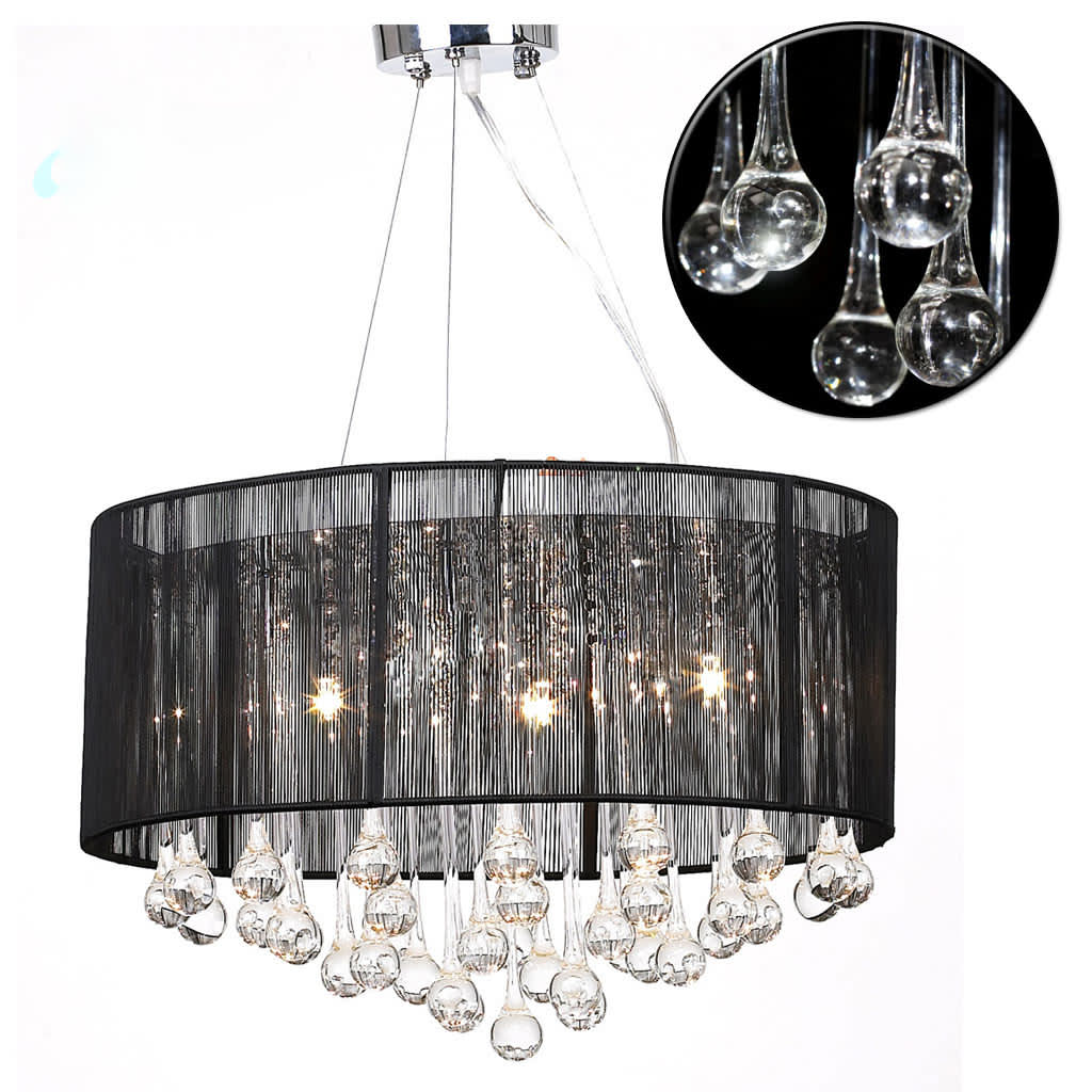 Lustre noir en cristaux