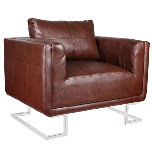 Fauteuil cube  Marron Similicuir