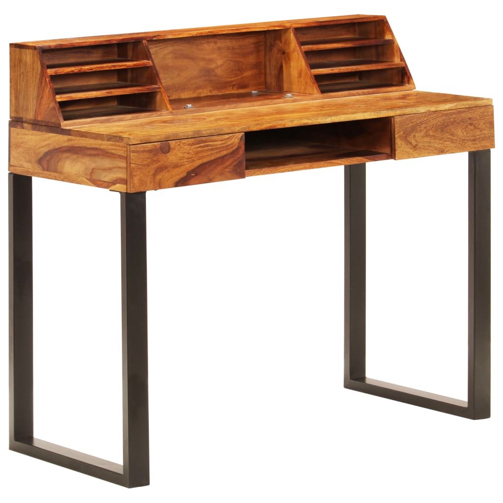 Bureau  Bois solide de Sesham et acier